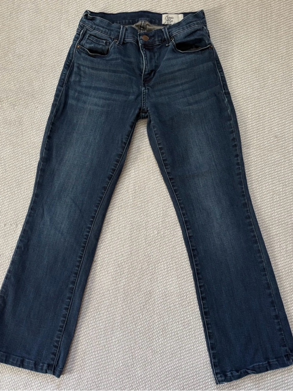 Cosmic Blue Love Women’s Dark Blue Wash Denim Bootcut Jeans Sz 27 Petite